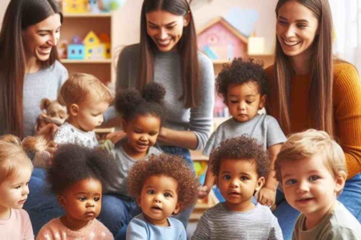 bambini ed educatrici al nido